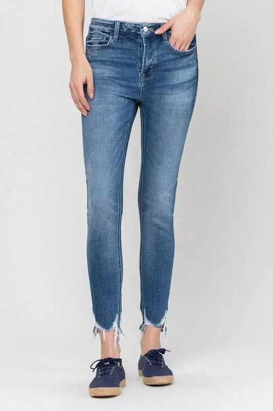 High Rise Ankle Skinny Hem Detail - Sleekdenim.com