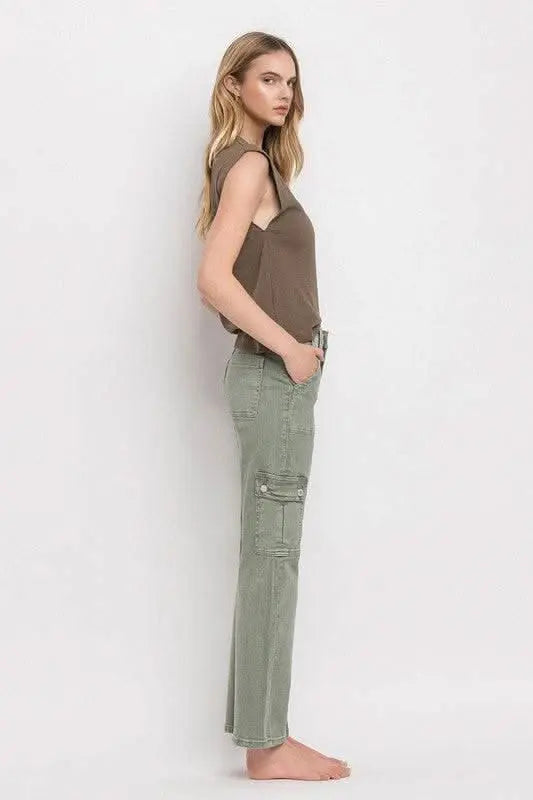 High Rise Cargo Straight Jeans - Sleekdenim.com