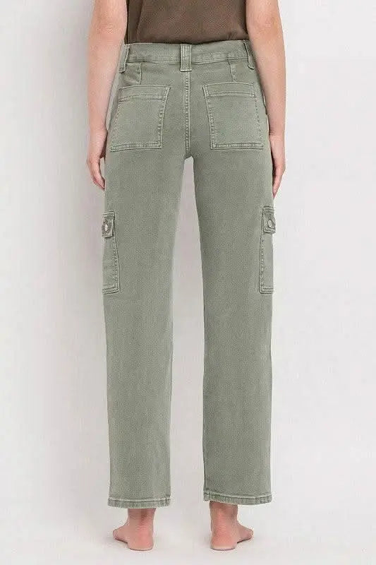 High Rise Cargo Straight Jeans - Sleekdenim.com