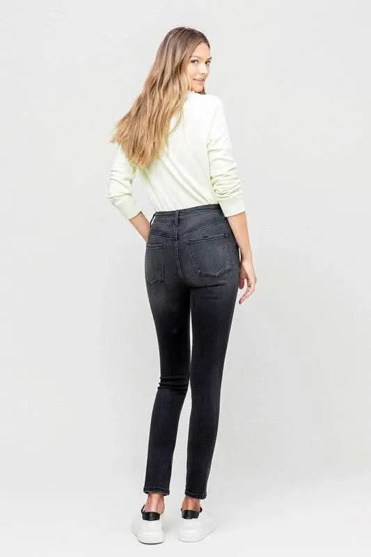 High Rise Distressed Button Fly Ankle Skinny - Sleekdenim.com