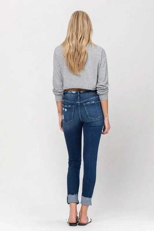 High Rise Distressed Clean Cut Crop Skinny - Sleekdenim.com