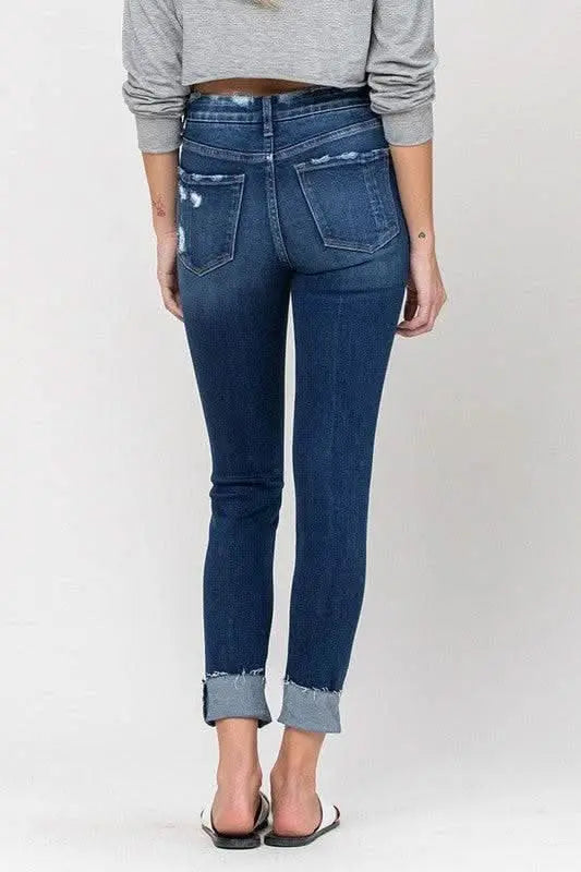 High Rise Distressed Clean Cut Crop Skinny - Sleekdenim.com