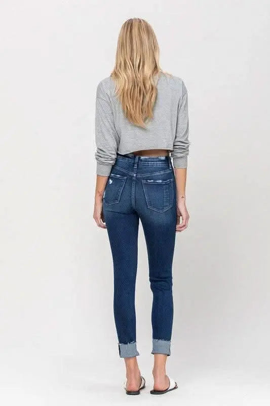 High Rise Distressed Clean Cut Crop Skinny - Sleekdenim.com