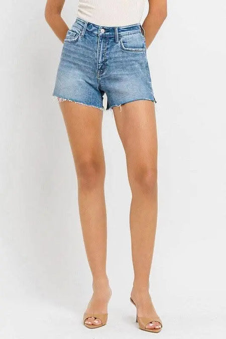 High Rise Side Slit A Line Shorts - Sleekdenim.com