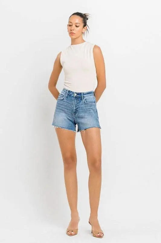 High Rise Side Slit A Line Shorts - Sleekdenim.com