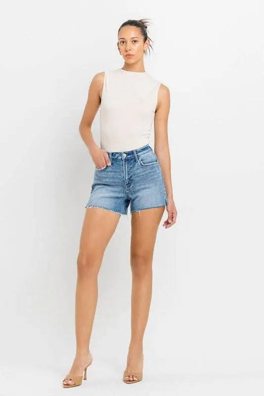 High Rise Side Slit A Line Shorts - Sleekdenim.com