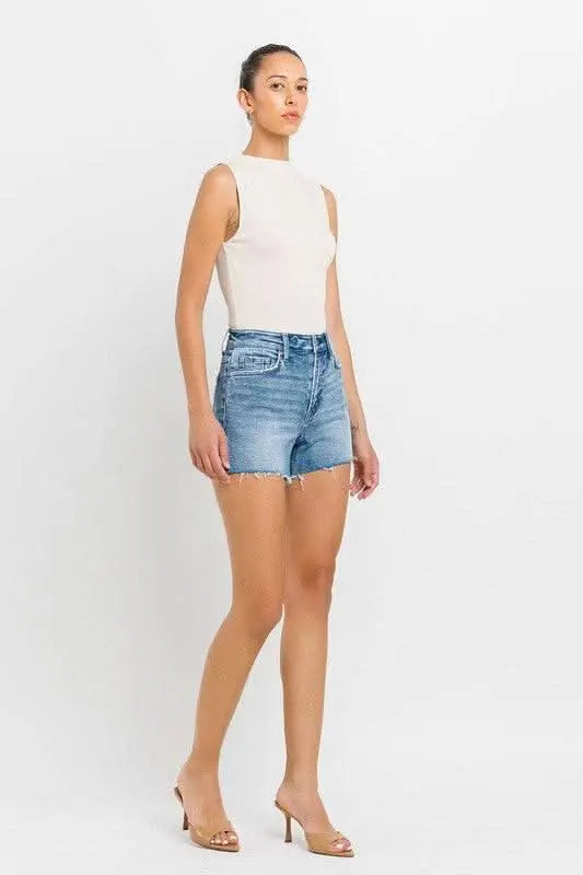 High Rise Side Slit A Line Shorts - Sleekdenim.com