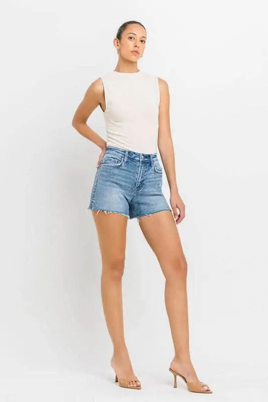 High Rise Side Slit A Line Shorts - Sleekdenim.com