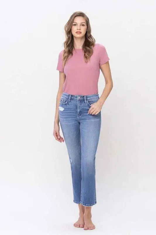 High Rise Slim Straight Jeans - Sleekdenim.com