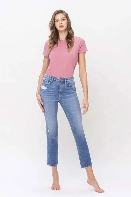 High Rise Slim Straight Jeans - Sleekdenim.com