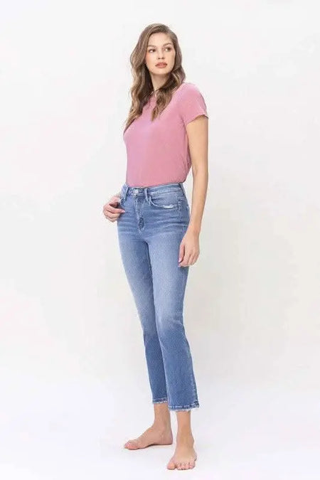 High Rise Slim Straight Jeans - Sleekdenim.com