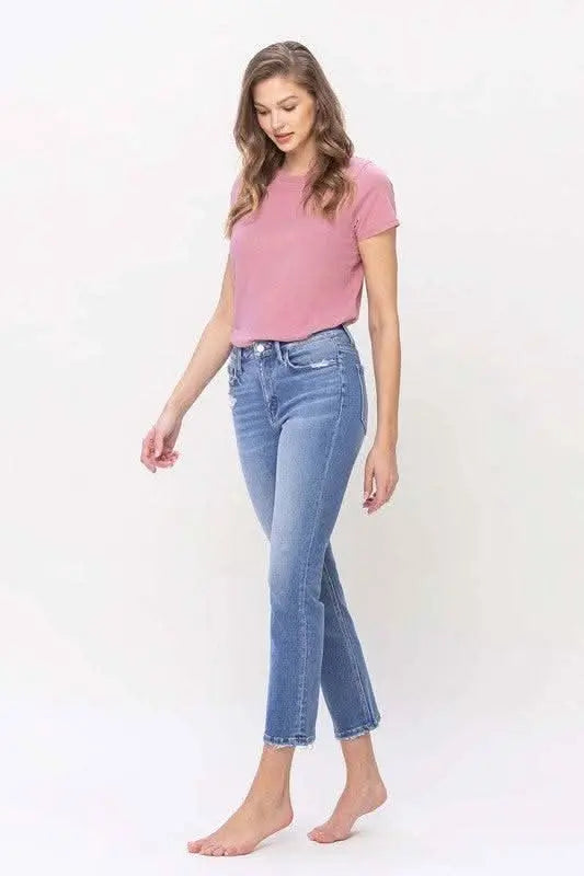 High Rise Slim Straight Jeans - Sleekdenim.com