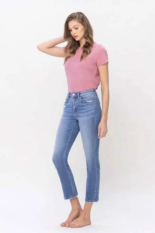 High Rise Slim Straight Jeans - Sleekdenim.com