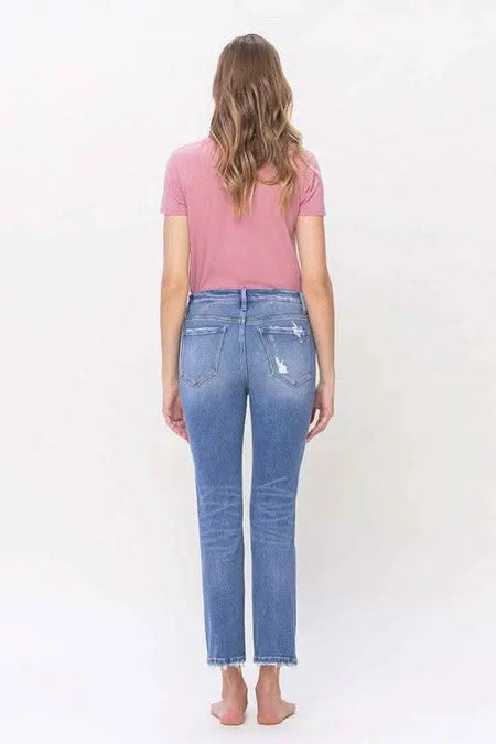 High Rise Slim Straight Jeans - Sleekdenim.com