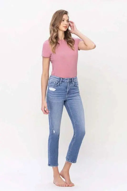 High Rise Slim Straight Jeans - Sleekdenim.com