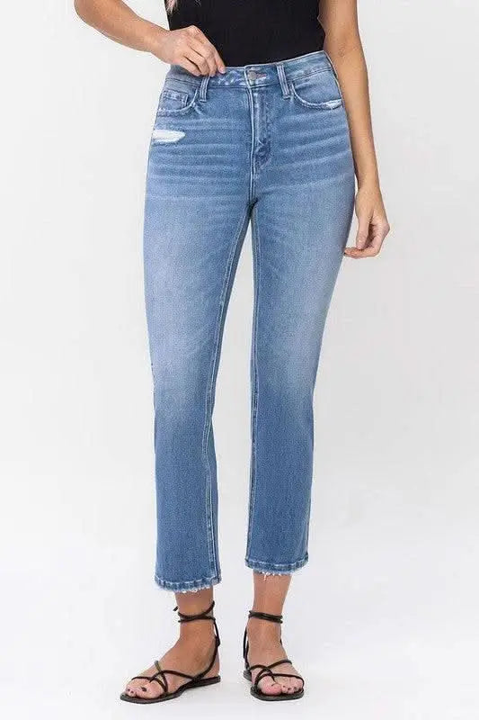 High Rise Slim Straight Jeans - Sleekdenim.com