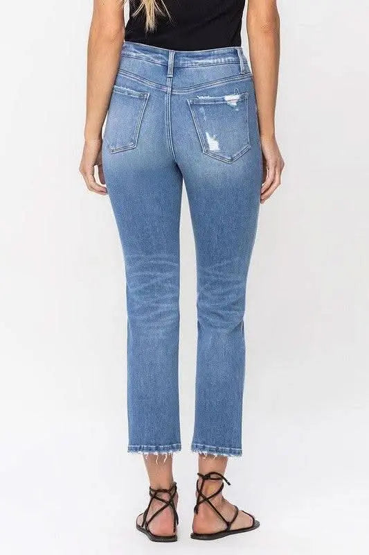 High Rise Slim Straight Jeans - Sleekdenim.com