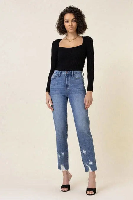 High Waisted Straight Leg Jean - Sleekdenim.com