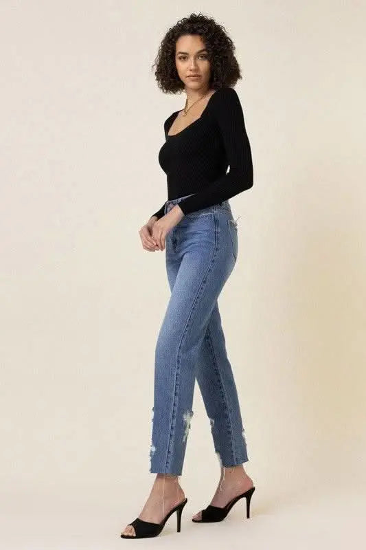 High Waisted Straight Leg Jean - Sleekdenim.com