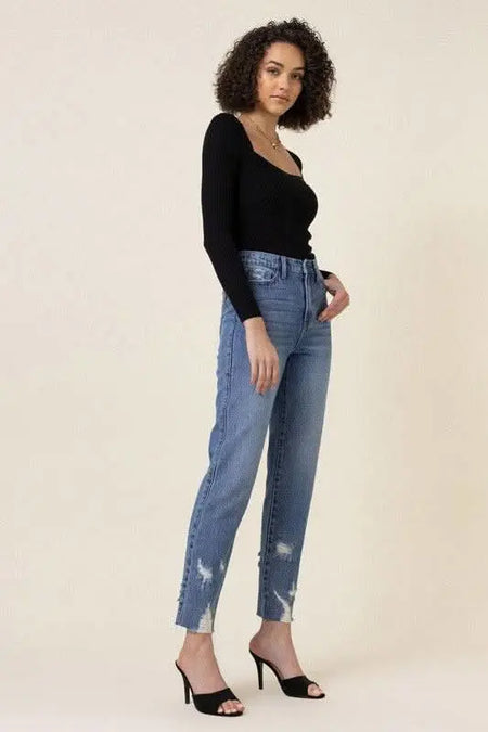 High Waisted Straight Leg Jean - Sleekdenim.com