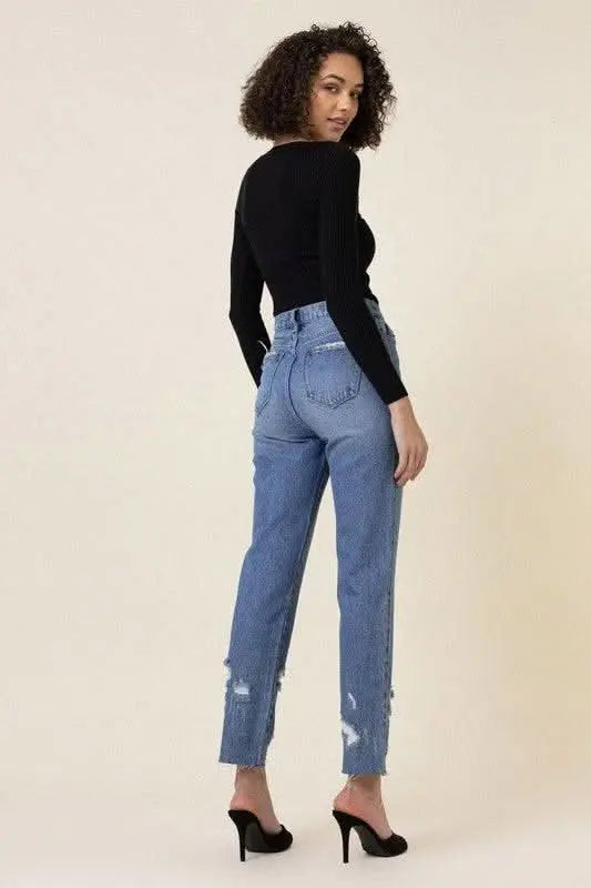 High Waisted Straight Leg Jean - Sleekdenim.com