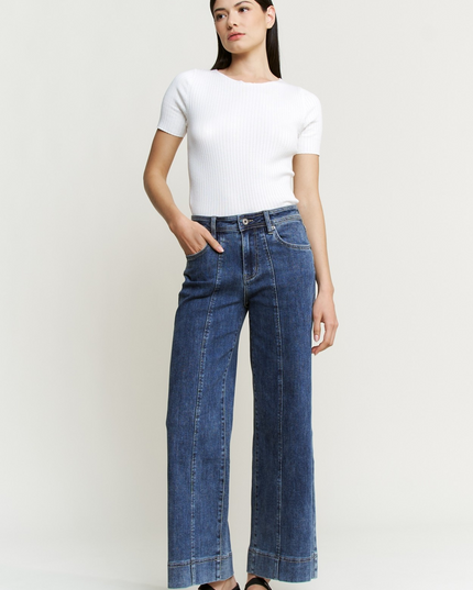 Mica Denim High Rise Front Seam Wide Leg - Sleekdenim.com