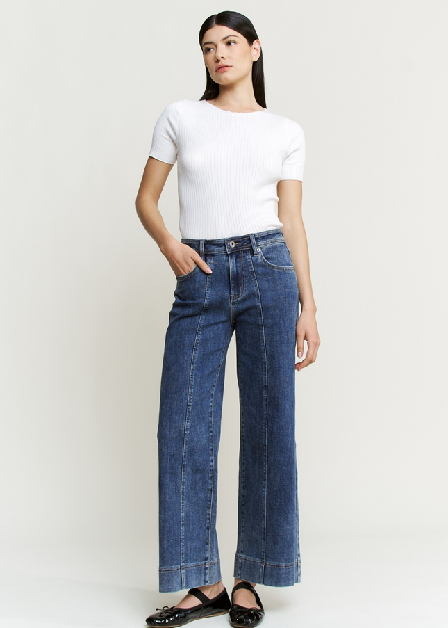 Mica Denim High Rise Front Seam Wide Leg - Sleekdenim.com