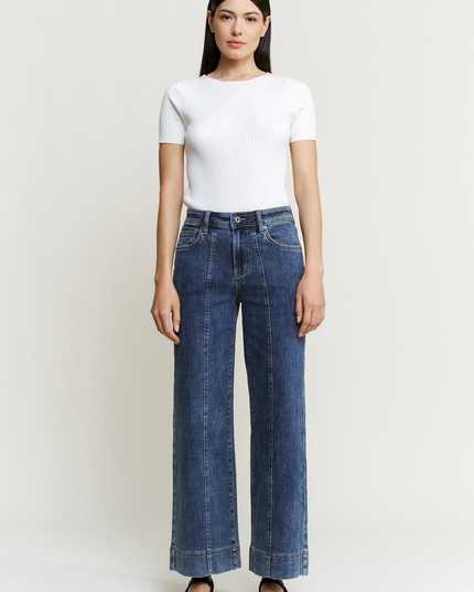 Mica Denim High Rise Front Seam Wide Leg - Sleekdenim.com