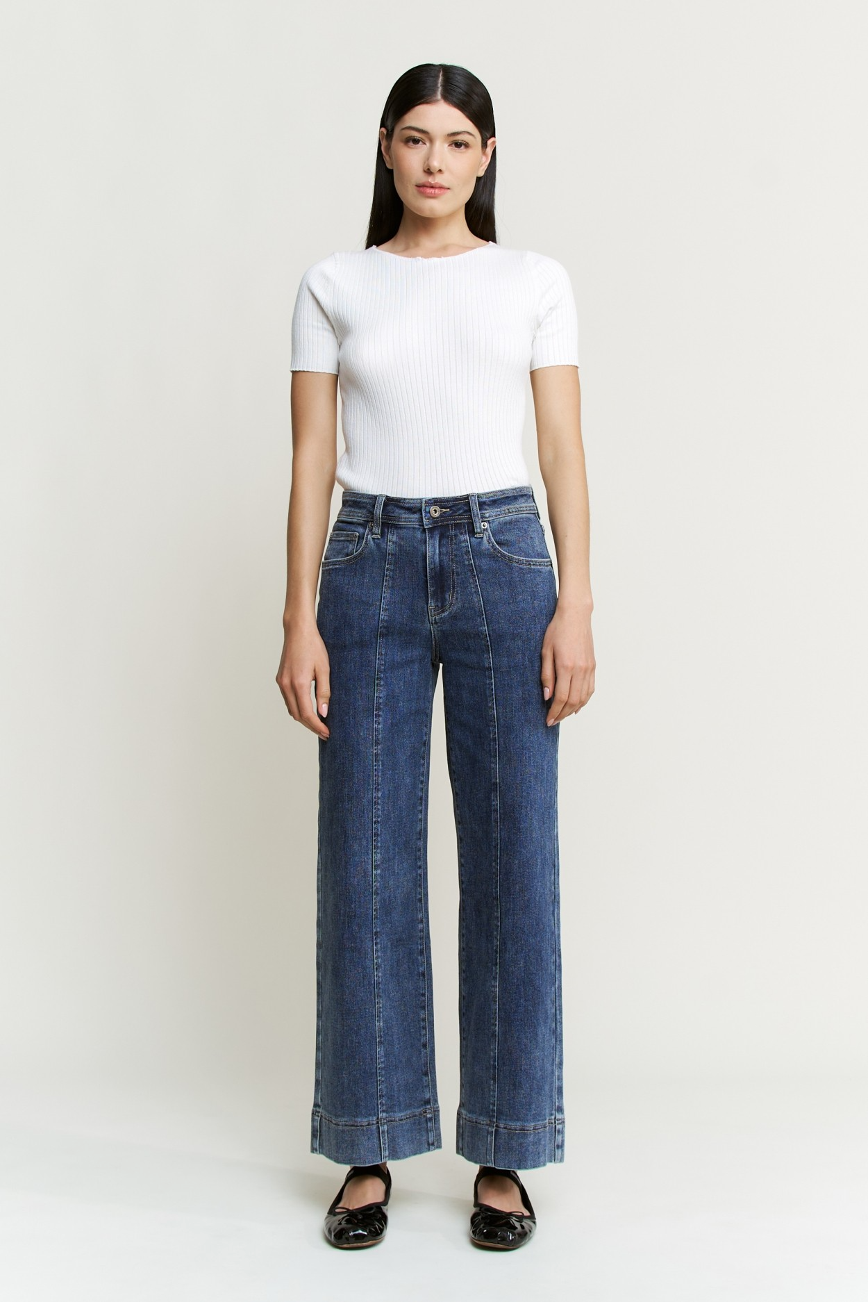Mica Denim High Rise Front Seam Wide Leg - Sleekdenim.com