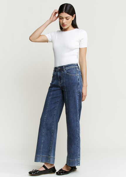 Mica Denim High Rise Front Seam Wide Leg - Sleekdenim.com