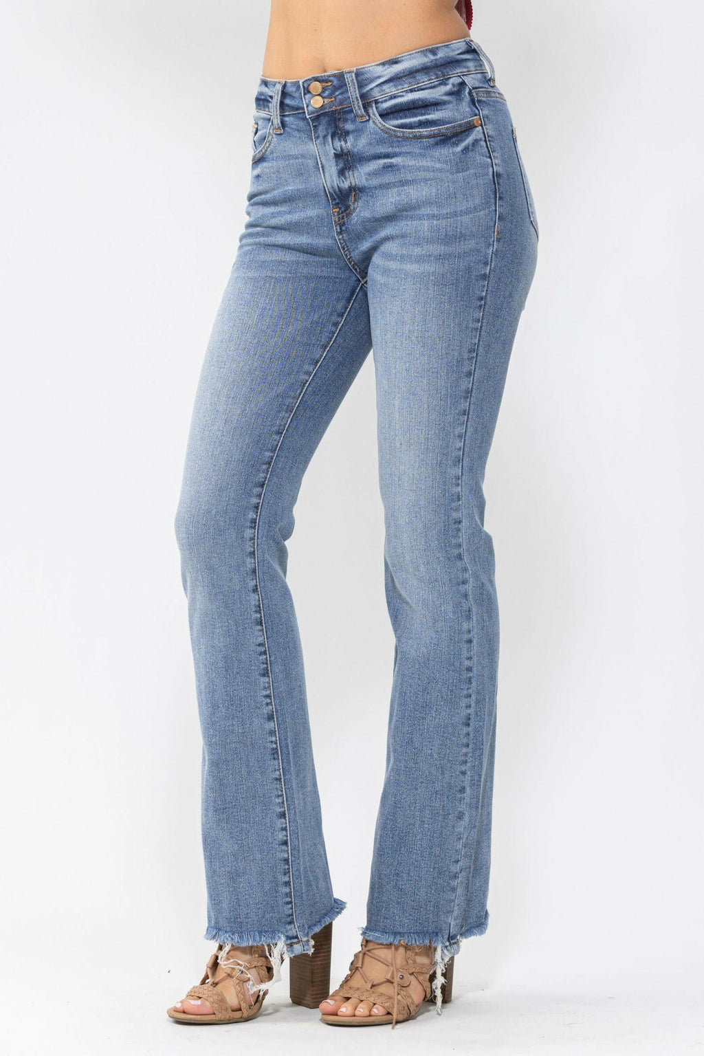 Judy Blue High Waist Double Button Bootcut Jeans | Sleekdenim.com