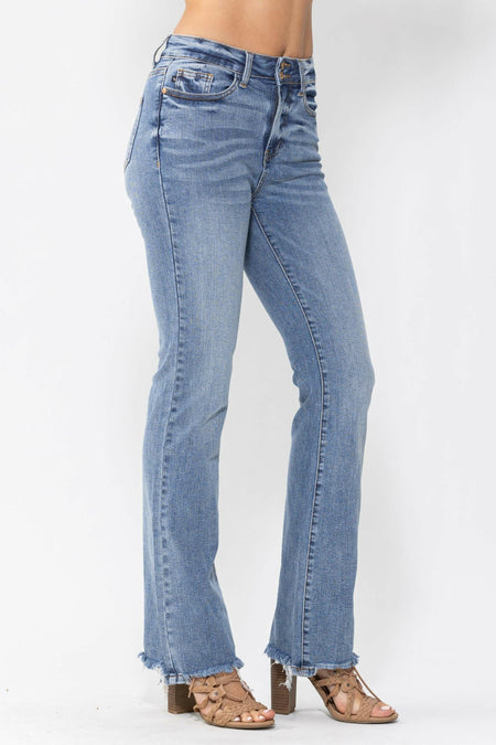 Judy Blue High Waist Double Button Bootcut Jeans | Sleekdenim.com