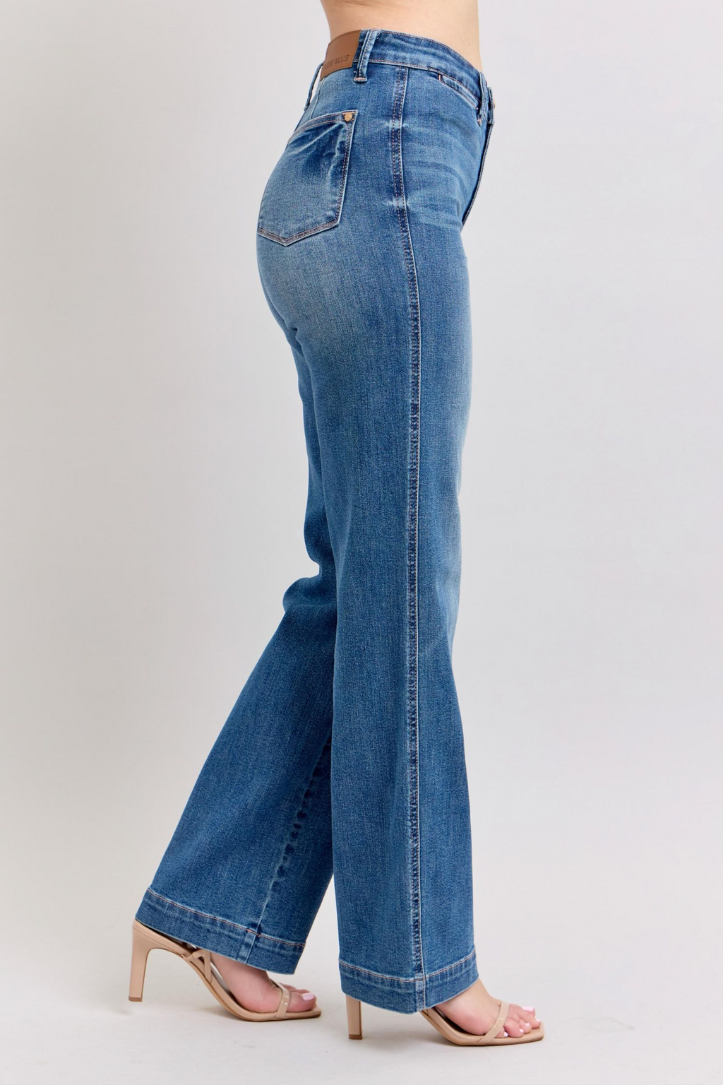 JUDY BLUE HI WAIST CONTRAST THREAD STRAIGHT JEANS