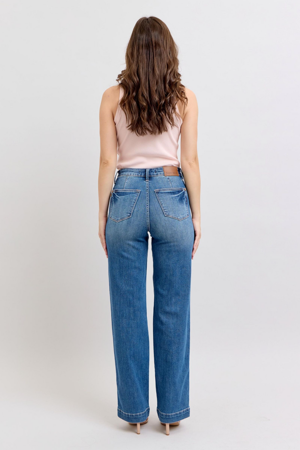 JUDY BLUE HI WAIST CONTRAST THREAD STRAIGHT JEANS