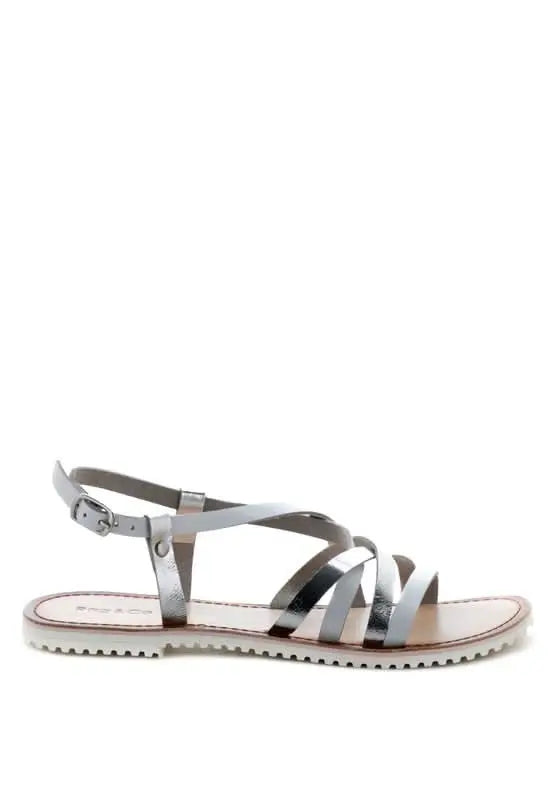 JUNE STRAPPY FLAT LEATHER SANDALS - Sleekdenim.com