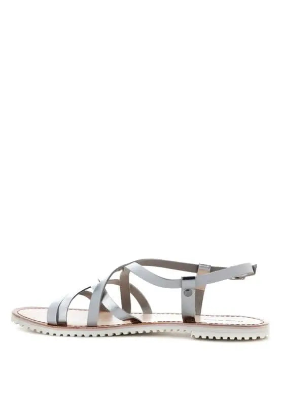 JUNE STRAPPY FLAT LEATHER SANDALS - Sleekdenim.com