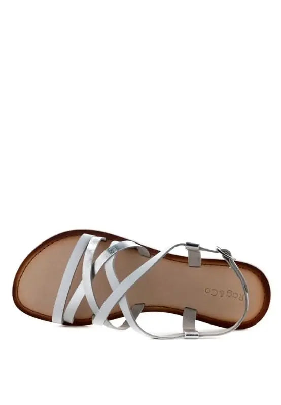 JUNE STRAPPY FLAT LEATHER SANDALS - Sleekdenim.com