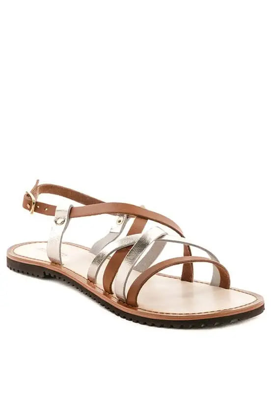 JUNE STRAPPY FLAT LEATHER SANDALS - Sleekdenim.com