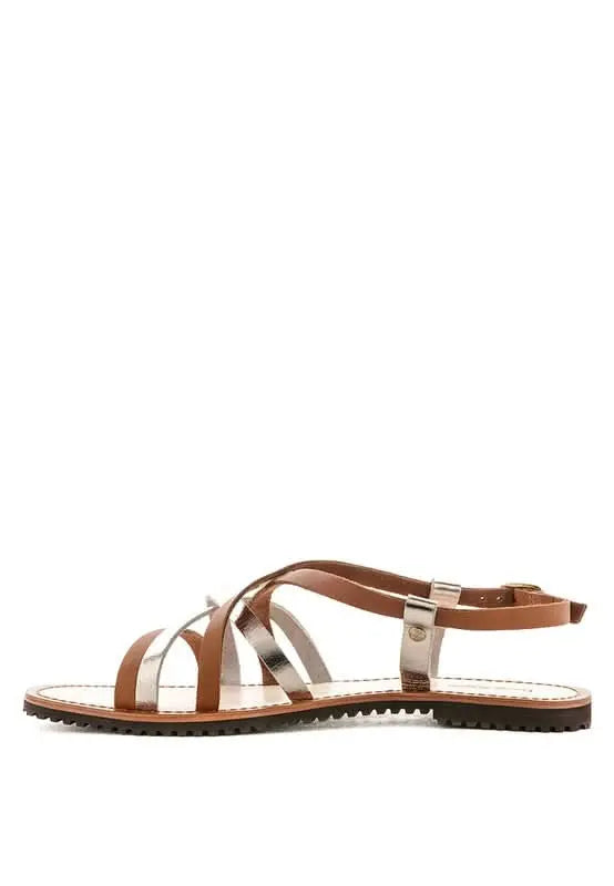 JUNE STRAPPY FLAT LEATHER SANDALS - Sleekdenim.com