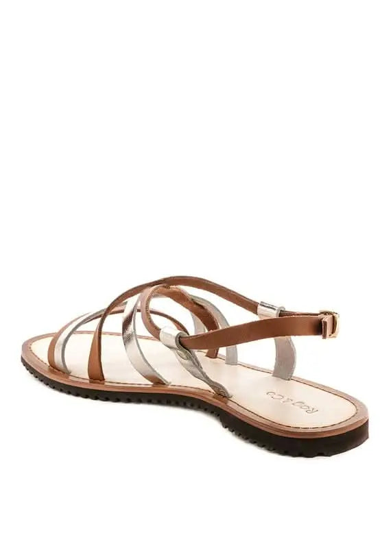 JUNE STRAPPY FLAT LEATHER SANDALS - Sleekdenim.com