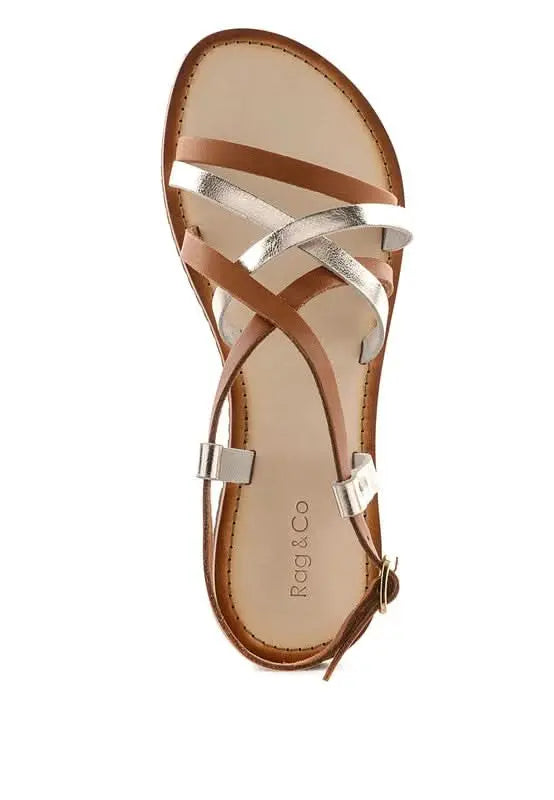 JUNE STRAPPY FLAT LEATHER SANDALS - Sleekdenim.com