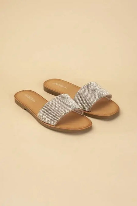 JUSTICE - S Rhinestone Slides - Sleekdenim.com