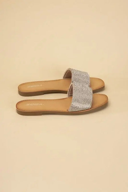 JUSTICE - S Rhinestone Slides - Sleekdenim.com