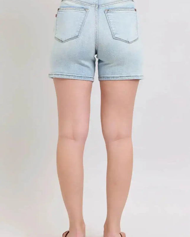 Judy Blue Adjustable High Waist Two Button Denim Shorts with Pockets 152100 - Sleekdenim.com