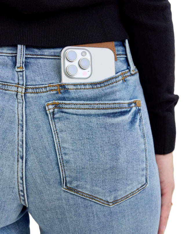 Judy Blue Frayed Hem Cell Phone Pocket Dad Jeans 82540 - Sleekdenim.com