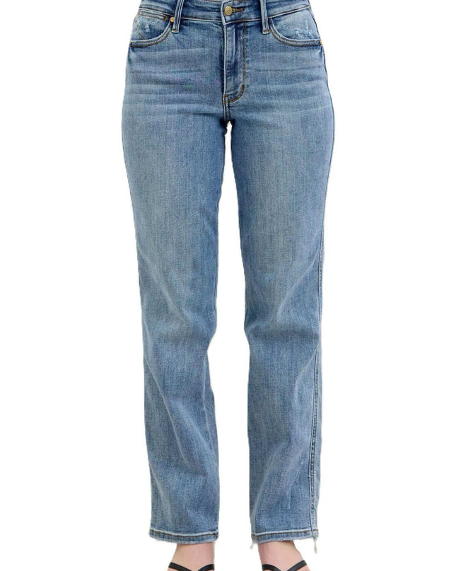 Judy Blue Frayed Hem Cell Phone Pocket Dad Jeans 82540 - Sleekdenim.com