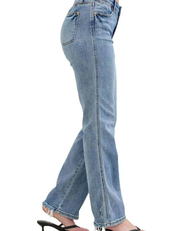 Judy Blue Frayed Hem Cell Phone Pocket Dad Jeans 82540 - Sleekdenim.com