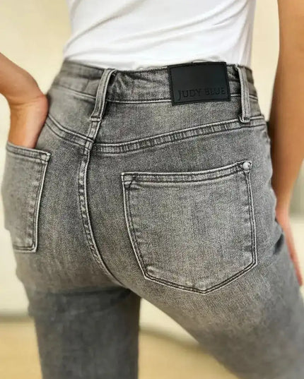 Judy Blue Full Size Button Fly High Waist Cuffed Capris - Sleekdenim.com