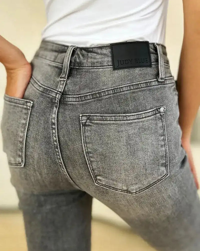 Judy Blue Full Size Button Fly High Waist Cuffed Capris - Sleekdenim.com