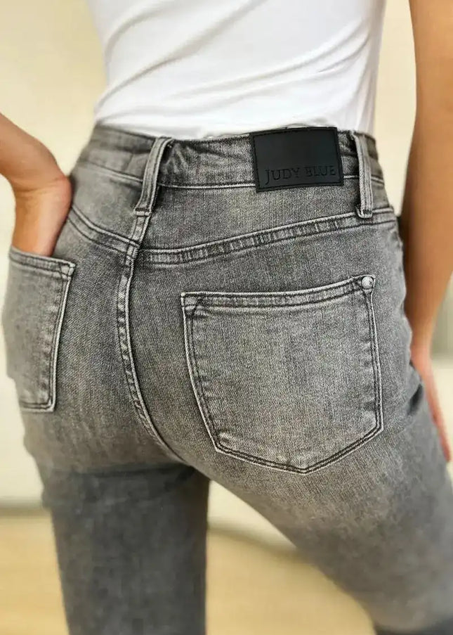 Judy Blue Full Size Button Fly High Waist Cuffed Capris - Sleekdenim.com